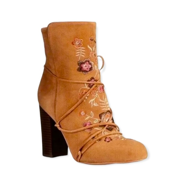 Sam Edelman Winnie Whiskey Suede Heeled Booties - Picture 1 of 9
